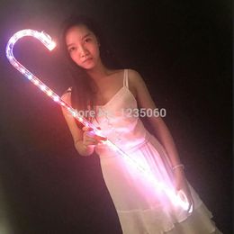 Party Decoration Ruoru 1 Piece Belly Dance LED Crutches White Color Walking Stick Accessories Stage QERFORMANCE Props Shining Crosier 250k