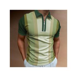 Mens Polos S Striped Shirt Casual Summer Street Print Brand Short Sleeve Zipper T-Shirt Clothingmens Mensmens Drop Delivery Apparel Cl Dhxp6