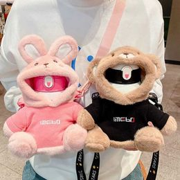 Plush Backpacks Portable cartoon water bottle cap winter plush insulation bag cup bag vacuum glass cup cover sports camping accessories Y240530WY9I