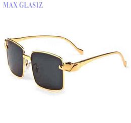 new fashion sport sunglasses for womens mens gafas full rimless black clear lens with leopard gold metal legs buffalo horn glasses5594704