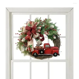 Decorative Flowers Christmas Door Wreath 12 Inch Artificial Rooster Shaped Red Truck Reusable Hanging Decors For Front