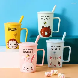 Mugs Cup Ceramic Female Student Korean Version Cute Mug Cartoon With Lid Spoon Large Capacity Household Coffee