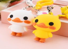 Cartoon Silicone Cute Pretty Yellow Key Chain Nordic Style Dancing Keychain Couples Women Bag Car Pendant Accessory6550994