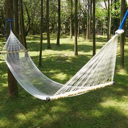 Portable Traditional Nylon Rope Mesh Hammock Single Person Outdoor Backyard Garden Home Dormitory Lazy Chair Sports Travel Camping Swing Chairs W0031