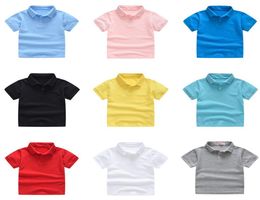 Solid Colour Boys Girls Summer Tshirts Quality Cotton Uniform Polo Kids Tops Tees Fashion Childrens Clothes4816322