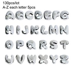 More Options DIY accessory Bead Caps 130pcs 8mm English Alphabet Slide Letters Charms Rhinestone Fit Pet collar Wristband keychain neck 3045