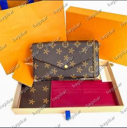 Classic Felicie Pochette Chains Shoulder Bags Retail Leather Clutch Crossbody Handbags lvse Women Portable Flap Designer bag Wallets M44813 61276 10A luxury men