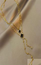 Dangle Chandelier Double Sided Clover Sweater Chain 2022 New Fashion Layer Necklace Highgrade Feeling Light Luxury242C Drop Delive3564726