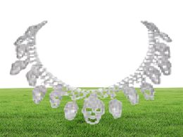 Tuliper Halloween Skull Necklace For Women Crystal Rhinestone Choker Party Jewellery Accessories Gifts Iced Out Chain Chokers9464181