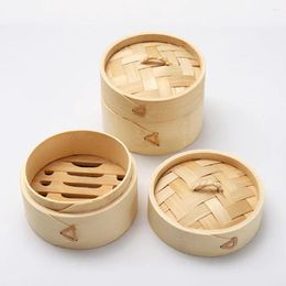 Double Boilers Bamboo Steamer Eco-friendly Chinese Style Stackable Natural Steam Basket Bun Cage Gift Box For Home Kitchen Gadget Room Decor