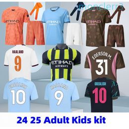 2024 Designer 25 Haaland Soccer Jerseys Grealish Mahrez Fans Player Version De Bruyne Foden Home Away Tops Kids Kit Sets Kovacic Shirt