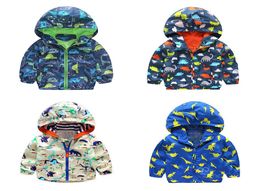 Autumn Kids Dinosaur Windbreaker Cute Animal Printed Jacket Boys Outerwear Coats Boys Kids Hooded Children Outfits 25T3700983