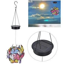 Decorative Figurines Colour Changing Solar Power Wind Chime Butterfly Waterproof Outdoor Decoration Light For Patio Yard Garden