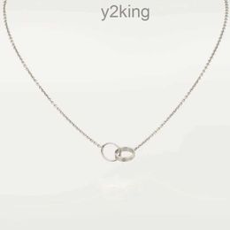 New Classic Design Double Loop Charms Pendant Love Necklace for Women Girls 316l Titanium Steel Wedding Jewellery Collares Collier IU5U