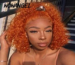 13x6 Deep Ginger Wig Red 99j Burgundy Lace Front Wig Orange Coloured Human Hair Wigs Deep Wave Bob Lace Front Remy Wowangel9255334