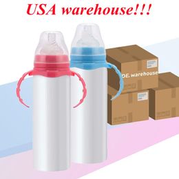 local warehouse sublimation 8oz sippy cup baby bottle straight tumbler stainless steel kids cup double wall travel mug 311D