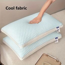 1PC cool feeling fabric home el sleep summer cool feeling pillow ice pillow breathable mesh edge3dimensional high soft pillow 240531