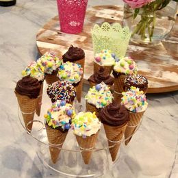 YOMDID Transparent Ice Cream Stand Cupcake Cone Holder Acrylic Stand Durable Ice Cream Cones Support Display Rack Baking Tools