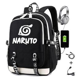 Naruto Backpack for Boys Girls Student School Bag with Usb Charging Printing Gaara Sasuke Uchiha Laptop Casual Travel Backpack 2018394518