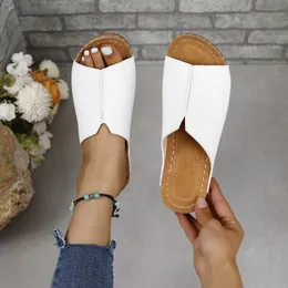 2024 spring and summer new sandals women wear women's shoes comfortable wedge heel thick sole simple slippers