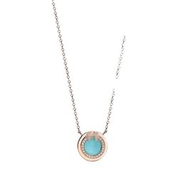 Designer's High version Brand Love Smile Necklace Womens Enamel Blue Heart Set Diamond Double Button Pendant Peach Collar Chain YUQY