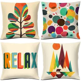 Pillow Fashion Creative Geometric Print Pillowcase Car Sofa Seat Cover Home Decoration Flower Colourful Covers Decorative