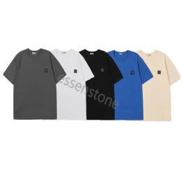 T-Shirts Stones TShirt for Men Embroidered Pure Tees Designer, Compass Armband, Cotton, Loose Fit Short Sleeve Pullover