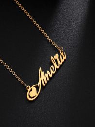 Custom Customizable Name Pendant Stainless Steel Gold Plated Necklace Women Letter Crown Personalised Jewellery Gift8611587