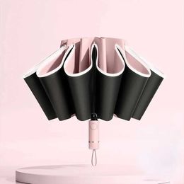 Umbrellas Fully automatic reverse folding umbrella with wind resistant reflective strip UV H240531 T86L