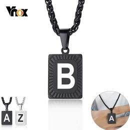 Pendant Necklaces Vnox Mens Initial Pendant A-Z 26 Letters Necklaces Stainless Steel Metal Geometric Charm with 24 Wheat Spiga Chain Y240530NSD2
