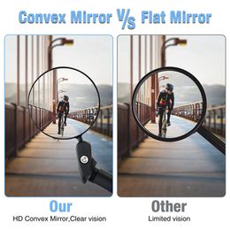 2X Bike Mirror,Bicycle Cycling Rear View Mirrors,Safe Rearview Mirror,Adjustable Handlebar Mounted Plastic Convex Mirror