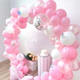 Pink balloon wreath arch kit, including 3D colorful butterflies, suitable for girls' birthdays, Valentine's Day decorations,