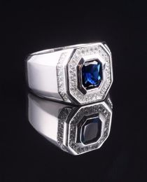 Size 8910111213 Men039s Luxury 925 Streling Silver Blue Sapphire Rings Engagement Wedding Band Ring Jewellery Boys J19070770662343910730