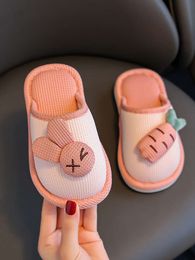 Plush Home Warm Kids Anti-Slip Children's Shoes Soft Cute for Women's Girl Boys Flip Flops Cartoon Winter Slippers
