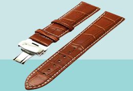 High Quality 18mm 20mm 22mm Black Brown Leather Watch Band Wristwatch Strap Replacement Bracelet Spring Bars Push Button Hidden Cl2427034