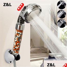 Bathroom Shower Heads Z L 3 Modes Adjustable Handheld Showerheads Pressurized Water Saving Anion Mineral Filter High Pressure Head 220 Dh31F