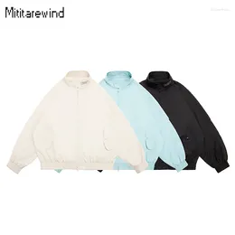 Men's Jackets Japanese Style Man And Women High Street Spring Jacket Stand Collar Big Pocket Zipper Coat Unisex Trend Windbreaker