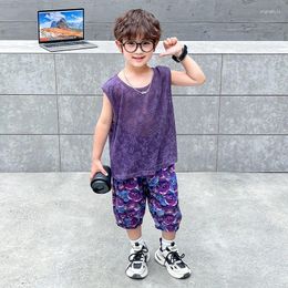 Clothing Sets Boys Summer Set Children's Casual Sleeveless Tank Top Loose Fashion Capris Preschool Korean Edition