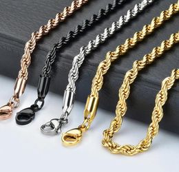 Whole 24mm Chain 1832 inches Silvergoldrose goldblack Stainless Steel Chains Necklace Jewelry for womenmen8539325