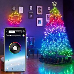 Christmas Decorations Tree Decoration Lights Customised Smart Bluetooth LED Personalised String App Remote Control Dropship 238e