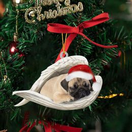 Decorative Figurines 2024 Sleeping Angel Dog Christmas Funs Pendant Cartoon Tree Hand Decorated Glass Ornament Set
