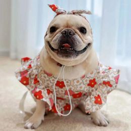Dog Apparel Dress For Female Pet Cat Puppy Floral Princess Skirt XS-3XL Free Hair Band Small Big Dogs Kawaii Clothes