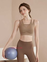 Llu Designer Dew Yoga Classic Fitness Underwear Sports Bra Womens Beauty Tank Top Style High Strength Running Shockproof Suit Set