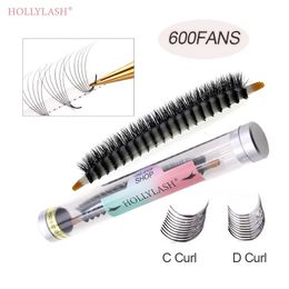 600 FANS Pre Made Fans Volume Lashes Individual Russian Volume Eyelash Extension Faux Mink Professional Supplies HOLLYLASH 240524