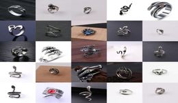 25pcs/lot Retro Gothic Band Ring Animal Vintage Styles Men Women Fashion Stainless Steel Punk Open Adjustable Rings Jewellery Wholesale6122563