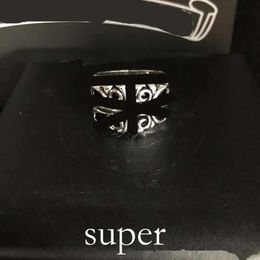 2024 New Chrome Ring Series Band Rings Men Women Ring Retro European And American Hip Hop Style Pure 925 Silver Cross Ring Designer Jewellery Luxury Gift Bb4