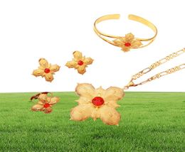 Party Wedding Ethiopian Cross Jewelry sets Gold Color Fashion Stone Cross Sets for African Traditional Festival5912484
