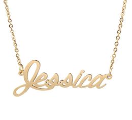 Pendant Necklaces Jessica Name Necklace Personalised Stainless Steel Women Choker 18k Gold Plated Alphabet Letter Jewelry Friends 9770077