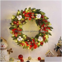 Christmas Decorations Led Light Wreath For Front Door Champagne Gold Window Wall Home Garland Ornament Navidad Drop Delivery Garden Dhub1