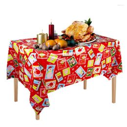 Table Cloth Christmas Tablecloth Snowman Printed PVC Disposable Cover Backgrounds Party Prop Decorations 130x220cm